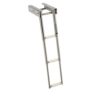 Escalera estrecha escamoteable de acero inoxidable de 3 peldaños